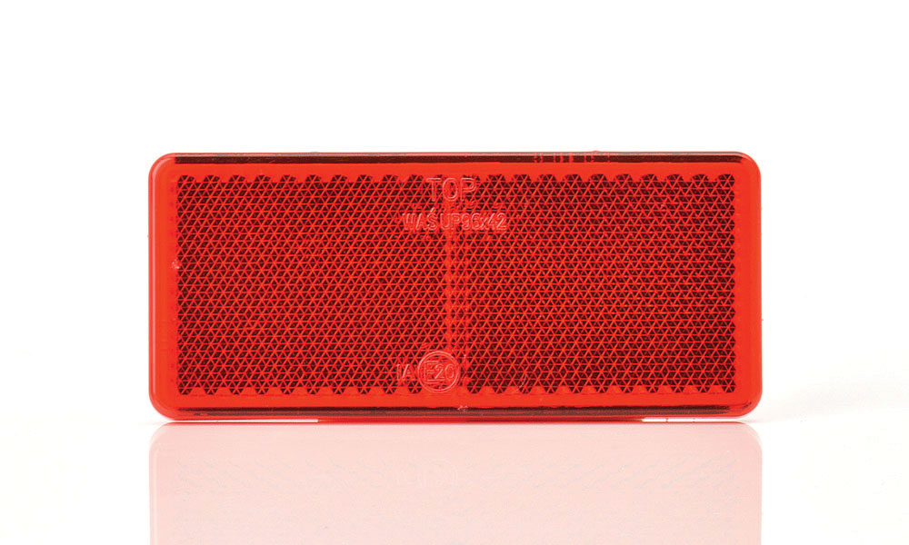 DIKDORTGEN REFLEKTOR YAPISKANLI KIRMIZI  96x42mm WAS